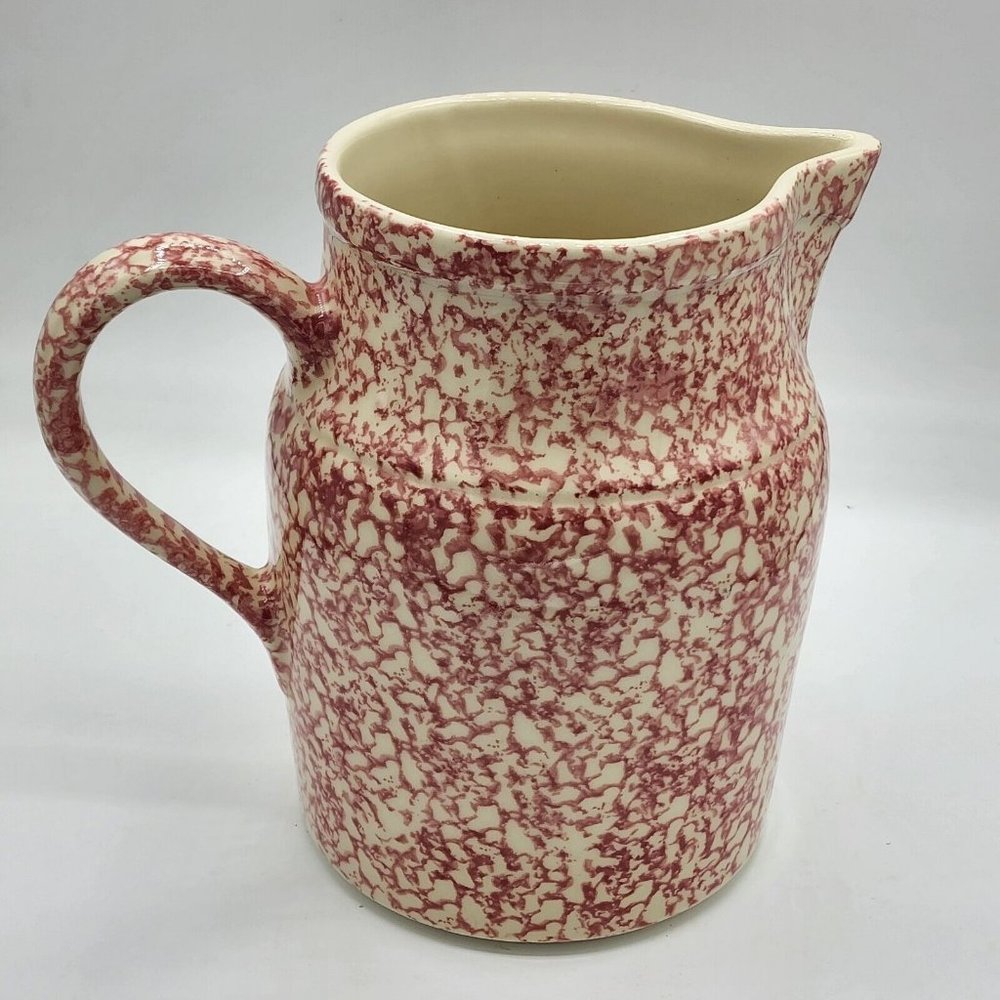 Workshop Gerald E Henn Roseville Pottery Spongeware Large 68 oz Pitcher Rose
